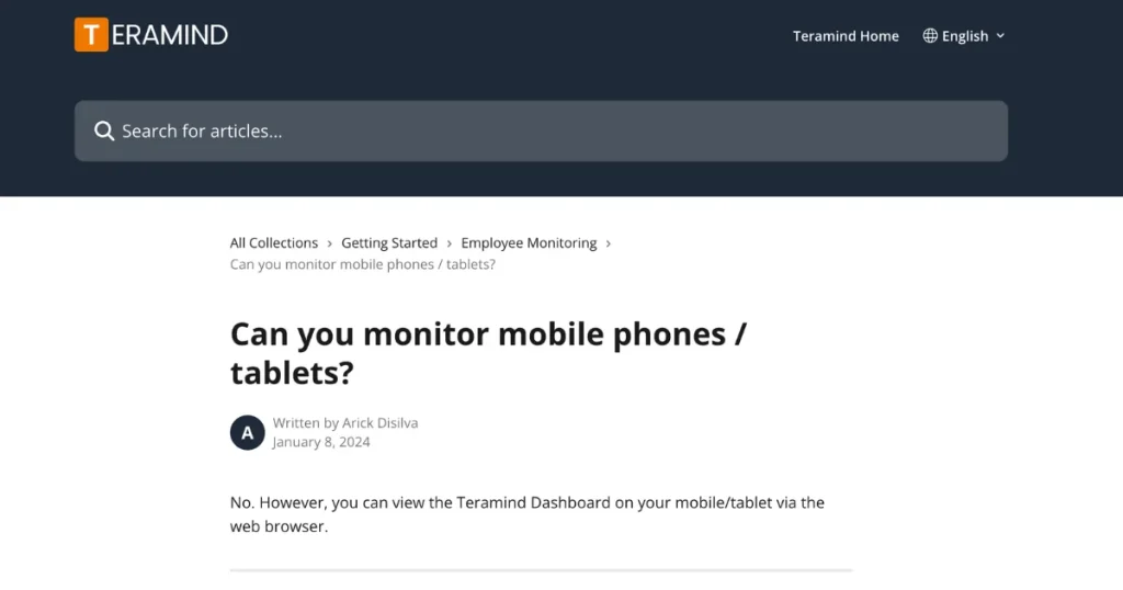 Teramind mobile unavailability
