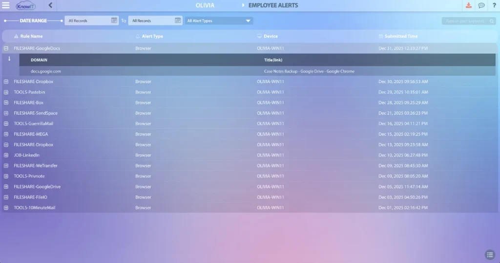 KnowIT Employee Alerts screenshot