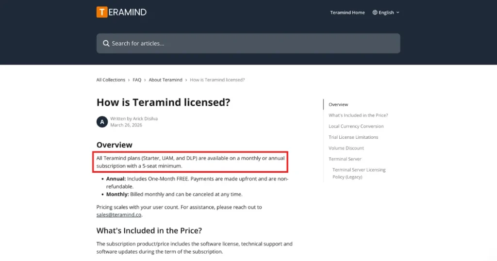Teramind 5-seat minimum